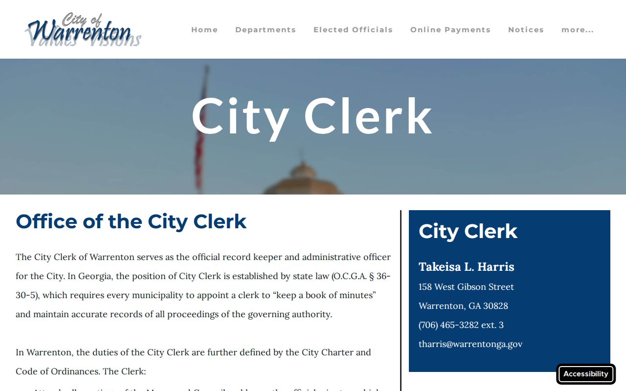 Warren County municipal warrant City Clerk records route