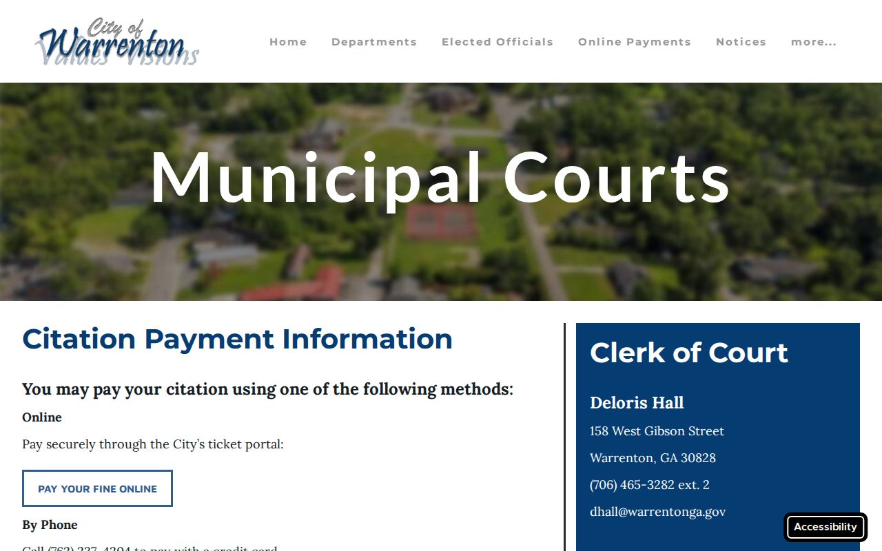 Warrenton Municipal Court official payment and court information